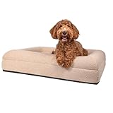 Orthopädisches Hundebett Bouclé, luxuriöses Design, orthopädisch, beige, Memoryschaum (S)