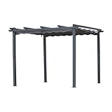 Angel Living 3 x 3M Pergola Pavillon Gartenpavillon aus Aluminium in anthrazit, Dachrohre aus Stahl, Verstellbares Dach aus Polyester Grau