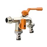 Limtula Messing Outdoor Doppelhähne Wasserhahn 1/2 Zoll & 3/4 Zoll Garten Wasserventile Splitter Außenhahn für Outdoor Garten Wasserhahn Anschluss