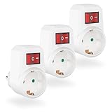 benon 3 x Steckdosen-Adapter - - Zwischenstecker mit Schalter 2-polig - - Adapterstecker mit Kindersicherung - - Schuko-Anschluss bis 3680 Watt - - Stecker mit Schutzkontakt