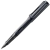 Lamy AL-star black Füller – Füllhalter mit ergonomischem Griff & schwarzer Stahlfeder in Strichbreite F – leichtes Aluminiumgehäuse – inkl. Tintenpatrone T 10 blau – Rechtshänder