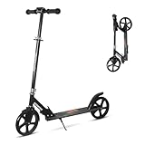 Nattork Scooter für Kinder 8-12, Jugendliche und Erwachsene, Höhenverstellbarer, Faltbarer Kick Scooter mit großen, Scooter für Jungen und Mädchen-Schwarz