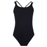 Miutii Mädchen Ballettanzug Ärmellos Ballett Trikot Leotard Einfarbig Kinder Ballettbody Tanzbody Gymnastik Training Dancewear Schwarz 140-152