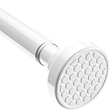 Zipglo 1 Stück Duschstange Ohne Bohren 70-130cm, Gardinenstange Ohne Bohren Teleskopstange Vorhang, Klemmstange,Vorhangstange Ohne Bohren,Duschstange Zum Klemmen FüR Fenster,Schrank,KüChe,Weiß