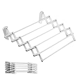 ABJ Wandwäschetrockner Teleskop Wäschetrockner für die Wand Akkordeon Trockenständer Wandmontage (90cm, Weiß)