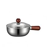 Mini Stielkasserolle 16cm, 316 Edelstahl Milchtopf Kasserolle mit Walnussgriff, 0.8L Milchtopf Induktion Kompatibel mit Induktions-/Gasherden, für Ramen/Haferflocken/Braten.