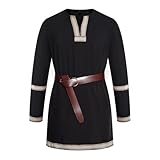 Generisch Mittelalter Tunika Herren V Ausschnitt Tempelritter Kreuzritter Waffenrock Ohne Gürtel Wikinger Piratenhemd Mit Bordüre Vintage Renaissance Viktorianische Kleidung