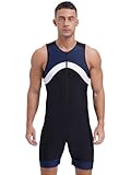 Alvivi Herren Badeanzug Einteiler Bademode Sport Schwimmanzug Shorty Neoprenanzug Tauchanzug UV-Schutz Badebekleidung G Marine Blau 4XL
