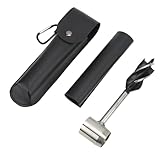 Akozon Hand-Schlangenschlüssel-Set – Multifunktionaler, Tragbarer Manueller Holz-Schlangenbohrer mit Aufbewahrungstasche für Camping, Angelfallen und Outdoor-Basteleien (Schwarze PU-Ledertasche und