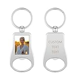 Lpraer Flaschenöffner Schlüsselanhänger mit Foto Text Gravur, 1 Stück Bieröffner Metall Kapselheber Bottle Opener Personalisierte Lustige Geschenke für Männer Frauen Bierliebhaber, rechteckig