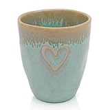 Mea-Living STONEWARE Espressobecher türkis Herz, handgemachtes Steingut, 150 ml, wunderschönes handmade Geschirr
