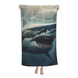 Sporthandtücher Hai Campingtücher Tragbares Strandtuch Mikrofaser Reisetuch Für Sauna Damen 80X130Cm