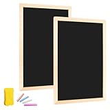 Kreidetafel mit Holzrahmen Set, 2 Stück 20 x 30cm Schiefertafel zum Beschriften mit 4 Kreiden und 1 Schwammradierer, Kreidetafel Klein für Buffet Hochzeit Party Schule