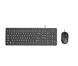 HP 150 kabelgebundene Maus-Tastaturkombination, USB-A Anschlüsse, 12 Fn Tasten, 1.600 DPI, funktioniert mit Windows & Mac, leise, QWERTZ Layout, schwarz