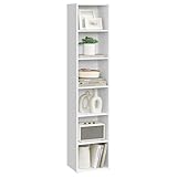 VASAGLE Custos Kollektion - Bücherregal, 6-stöckiges Regal, offenes Aufbewahrungsregal, 24 x 30,2 x 160,7 cm, für Wohnzimmer, Homeoffice, Esszimmer, wolkenweiß LBC411W01