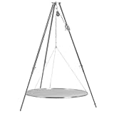 BBQ-Toro Dreibein Grill mit Ø 100 cm Grillrost | 110-175 cm | Dreibein für Schwenkgrill | Eisen Dreibein Gestell, Grillständer mit Rost | Hängegrill, Grillgestell, Dreibeingrill