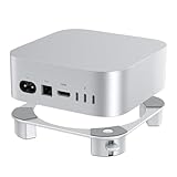OMOTON Aluminium Ständer für Mac mini M4/M4 Pro, Leicht Erreichbarer Einschaltknopf, Belüftung & Kühlung Mac mini Halterung, Rutschfestem & Stabilem Stand, Silber