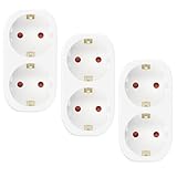 3 Stücke 2 in1, 2 Fach Steckdosen Weiß (250V / 16A)