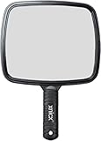 xnicx Handspiegel,Professioneller Handspiegel mit Griff,Friseure Rasierspiegel Kosmetikspiegel,Reise Kleiner Handspiegel für Reisen Schminks Festival Essentials Schwarz,31cm X 20.1cm
