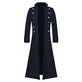 Langer Trenchcoat für Herren, einfarbig, Vintage-Stil, mittelalterlicher Stil, Gothic-Mantel, zweireihig, Renaissance-Jacke für Herren, Uni, Cosplay, Performance, Kostüme, Motorrad, winddichter