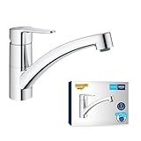 GROHE Start Eco, Küchenarmatur mit flachem Auslauf (Wasserhahn für die Küche, praktischer 140° Schwenkbereich, isolierte Wasserwege für mehr Hygiene, einfache Spülbecken-Montage), chrom, 31685000