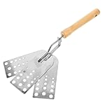 Sosoport Edelstahl Bbq Wender mit Ergonomischem Holzgriff Rutschfeste Grillspachtel für Fleisch Burger und Steak Vielseitiger Grillhelfer für Schonendes Wenden und Gleichmäßiges Braten