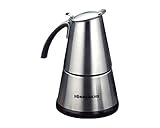 Rommelsbacher Espresso Kocher EKO 364/E, elektrisch, hochwertige Edelstahlkanne, Filtereinsatz für 2 oder 4 Tassen, verdecktes Heizelement, 360° Zentralsockel, automatische Abschaltung, 365 W