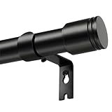 USFOOK Gardinenstange Schwarz 80 bis 148 cm Lang, Dekorative Gardinenstangen für Schlafzimmer, 25mm Durchmesser Ausziehbar Vorhangstange mit Zylindrischen Endstück