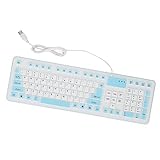 Keenso Stille Faltbare Silikon -Tastatur 106 Tasten USB Kabel, wasserdichte Staubdicht (Blue)