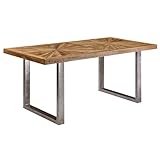 FineBuy Esstisch Mango Massivholz 180cm rechteckig - Industrial Loft Esszimmertisch Massiv mit Kufengestell - Holztisch mit Metallgestell - Rustikaler Küchentisch