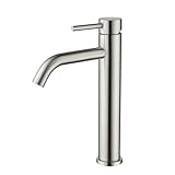 Decaura hoch Waschtischarmatur Badezimmer Bad Wasserhan Waschbecken Armatur Einhand Mischbatterie Edelstahl gebürstet für Aufsatzwaschbecken