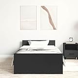 vidaXL Bettgestell, Bettrahmen mit Lattenrost, Bett Gästebett mit Kopfteil Fußteil, Einzelbett Schlafzimmerbett Schlafzimmermöbel, Schwarz 90x200cm Holzwerkstoff