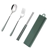 Ipetboom 1Satz Besteckset Teilig mit Tragetasche Reiseutensilien für Camping Picknick Alltag Wiederverwendbar Leicht Spülmaschinenfest für Unterwegs