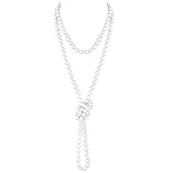 CYXZMYA 1 Stück Perlenkette, Damen Imitation Perlen Lange Kette, Weiß 180 cm, Dame Weiße elegante künstliche Halskette für Abendparty und Abschlussball