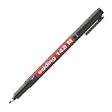 edding 142 M Permanenter Folienschreiber - schwarz - 1 Stift - Rundspitze 1 mm - Stift zum Schreiben auf Glas, Kunststoff, Folien und glatten Oberflächen - schnelltrocknend, wisch- und wasserfest