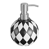 Badseifenspender – Badezimmer-Seifenspender | Schwarz-Weiß-Schachbrett-Pumpflasche, nachfüllbarer Flüssigkeitsspender für Handseife, Lotion, moderner Spülseifenspender für Küchenspüle