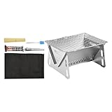 Klappbarer BBQ-Grill, klappbarer tragbarer Barbecue-Holzkohlegrill,Tischgrill aus | Zusammenklappbarer Grill, Grillwerkzeug-Set zum Kochen im Freien, Camping, Wandern, Picknick, Rucksackreis
