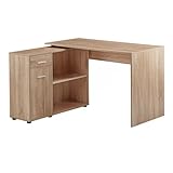 Design Eckschreibtisch mit Regal Sonoma 120 x 75,5 x 106,5 cm | Moderner Büro-Schreibtisch | Computer-Tisch Arbeitszimmer | Winkelschreibtisch Home Office