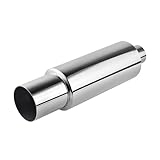 Krtopo 2.5 Zoll (63MM) Einlass Auspuff Schalldämpfer Edelstahl Auto Turbo Sound Auspuff Back Box Schalldämpfer Rohr 14.2' (360mm) Gesamtlänge Universal für Automobile