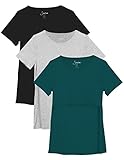 Sosolism 3er Pack Stillen Tshirt Kurzarm Stillshirt Sommer Rundhals Brusternährung Oberteil Freizeit Stilltop Postpartale Damen Schwarz, Hellgrau, Grün, Groß