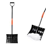 140cm Schneeschaufel mit ergonomischem Aluminium-Stiel und D-Griff，breites 410 mm Schild Schneeräumer Schneeschieber für Auffahrt, Camping, Schneemann Spielen