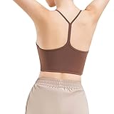 Sport BH Damen Rückenfrei Y-Rücken Bra Ohne Bügel Spaghettiträger Bralette Damen mit Gepolstert Starker Halt Büstenhalter Fitness Crop Top Seamless Unterstützung BHS Bügelloser Minimizer Bustier