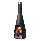 Gartenofen HWC-K90, Gartenkamin Terrassenkamin Terrassenofen, Schürhaken Feuerstelle - 120x43cm schwarz