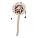ibasenice Glückskatzenrassel Rasseltrommel Babyspielzeug Affentrommel Rasseln Becken-affen- Rasselspielzeug Im Cartoon-design -handrassel Tragbare Babyrassel Holz