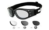 Chillout Rider® | Motorradbrille, Motorrad-Sonnenbrille, winddicht, Herren & Damen | antibeschlag, beschlagfrei, windabweisend, bruchsicher | HLT® Sicherheitsglas | Modell: CR008 (selbsttönend)