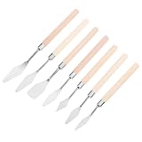 JOINPAYA 7 Stück Malmesser aus Edelstahl mit Holzgriff Spitz Zulaufende Palettenmesser für Ölgemälde und Aquarell Kunstschaber für Studenten und Anfänger