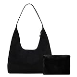 Macayda Handtasche Damen Tote Bag Wildleder Shopper Tasche Damen Groß Vintage Slouchy Hobo Bag Tragetasche Tote Henkeltasche Mädchen (Schwarz)