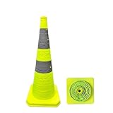 Limettengrüne Parkkegel mit reflektierendem Kragen – 70 cm, Vorsichtskegel für Sicherheit im Straßenverkehr, Fahrtraining und Parkplatz