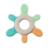 nip – Beißring | Nachhaltiger Beißring für Babys ab 3 Monaten aus über 65% natürlichen Rohstoffen. Beißring zur sanften Massage von Zahnfleisch, Zunge und Zähnchen | Türkis/Grün/Orange