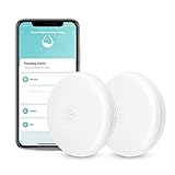 HBN WLAN Wassermelder 2er Set Smart Wasseralarm WiFi Wassersensor Wasserwächter Batteriebetrieben mit 75dB Lautstärke für Waschmaschine, Bad, Küche, Keller usw.